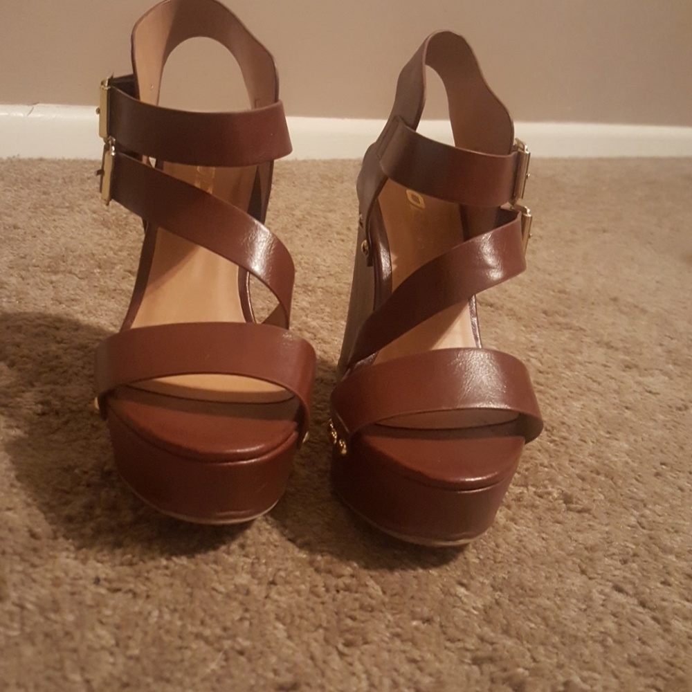Brown studded wedges